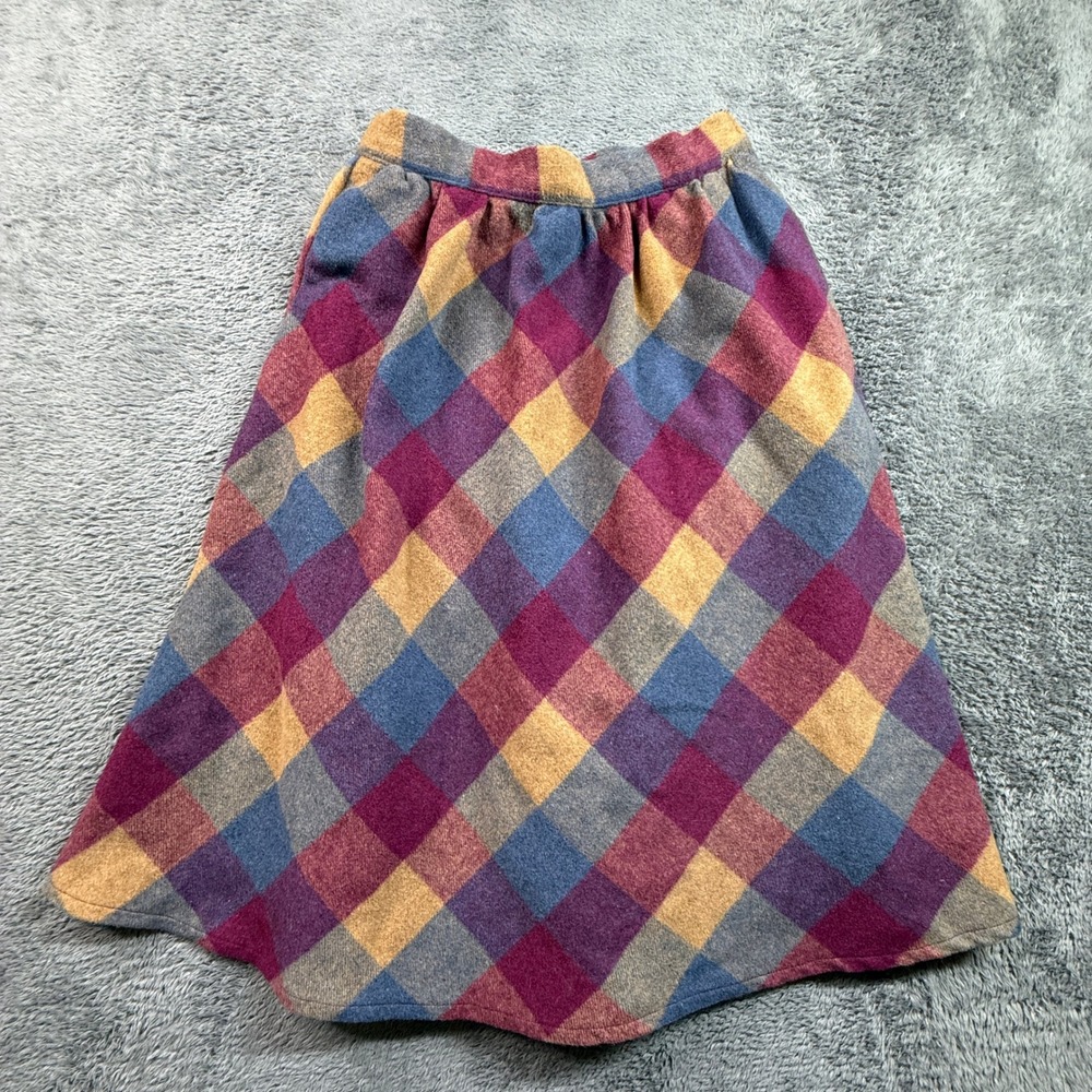 ModCloth Sunday Sojourn Midi Skirt Womens S Multi Plaid Excellent Wool Blend